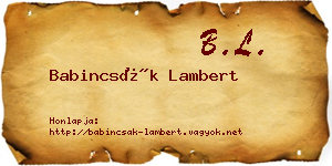 Babincsák Lambert névjegykártya